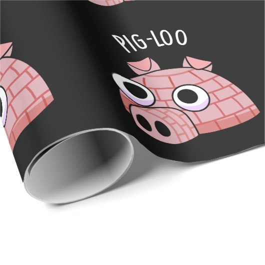 Pig-loo Funny Iglu Pun Dark BG Geschenkpapier (Rolleneckpunkt)