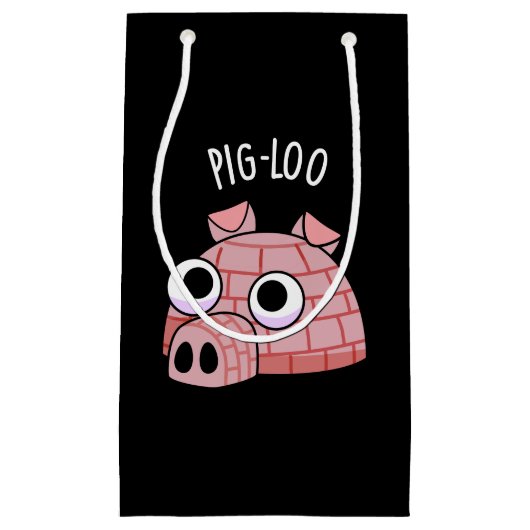 Pig-loo Funny Iglu Pun Dark BG Kleine Geschenktüte (Vorderseite)