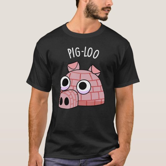 Pig-loo Funny Iglu Pun Dark BG T-Shirt (Vorderseite)