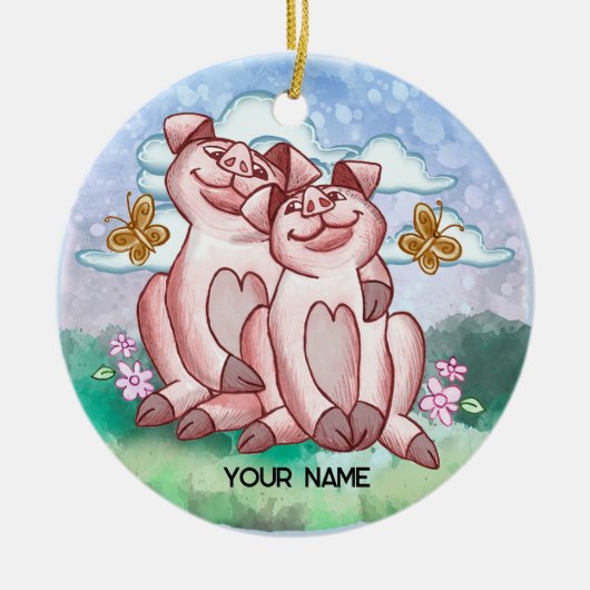 Pig Lovers   Keramik Ornament (Vorne)