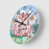 Pig Lovers   Runde Wanduhr (Winkel)