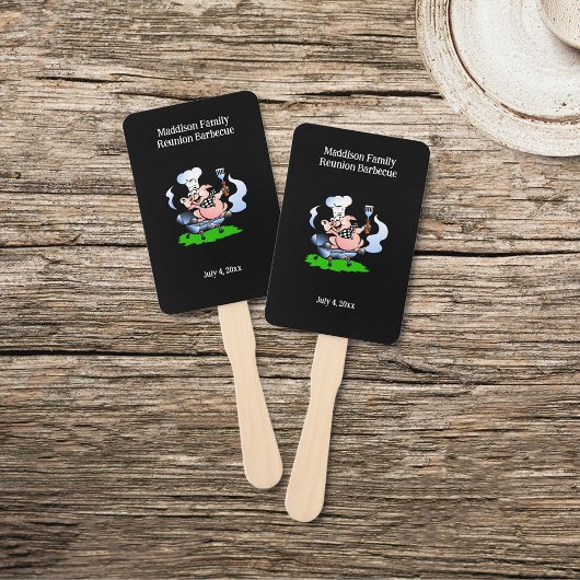 Pig Mascot Family Wiedersehen Barbecue Custom Fächer