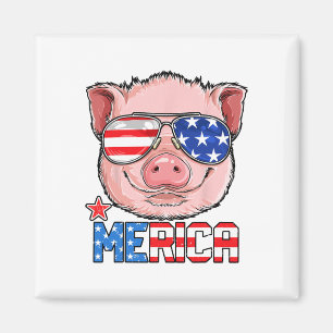 Pig Merica 4. Juli T Shirt Girls Kinder Amerikanis Magnet