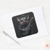 Pig Metal Gitarre I Ham Rock & Roll Musiker Cool Quadratischer Aufkleber (Umschlag)