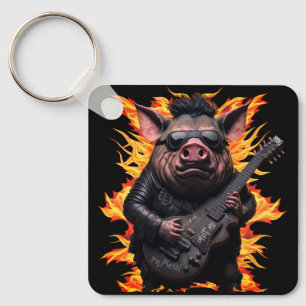 Pig Metal Gitarre ich Ham Rock und Roll Musiker he Schlüsselanhänger
