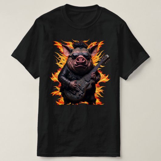 Pig Metal Gitarre ich Ham Rock und Roll Musiker he T-Shirt (Design vorne)