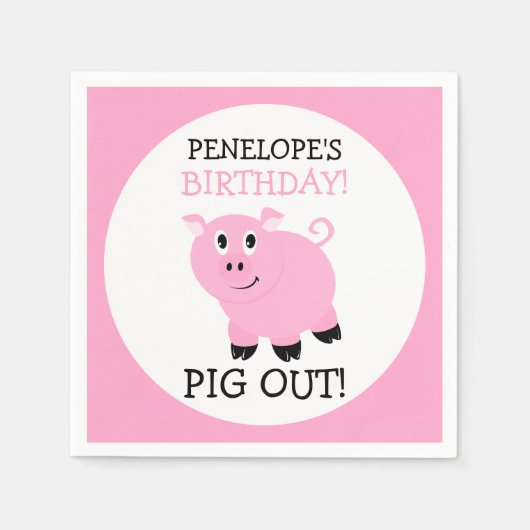 Pig Out Es ist ein Party Personalisiertes Pink Pig Serviette (Vorderseite)