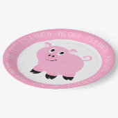 Pig Out Es ist eine Party Niedlich Pink Pig Geburt Pappteller (Schrägansicht)