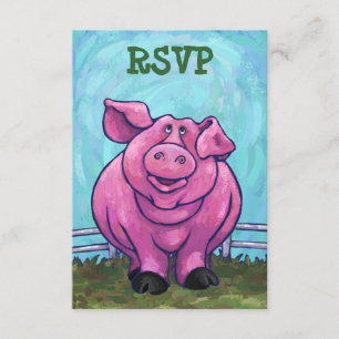 Pig Party Center RSVP Cards
