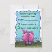 Pig Party Center RSVP Cards Karte (Rückseite)