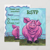 Pig Party Center RSVP Cards Karte (Vorne/Hinten)
