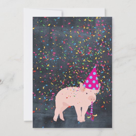 Pig Partying - Animal Birthday Party Boy Girl Einladung (Rückseite)