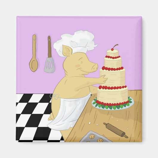 Pig Pastry Koch Kühlschrank Magnet (Vorne)