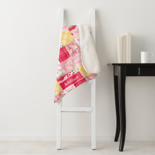 Pig Patchwork Floral Rustikal Personalisiert Sherpadecke (Beispiel)