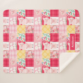 Pig Patchwork Floral Rustikal Personalisiert Sherpadecke (Vorderseite (Horizontal))