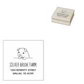 Pig Peeking out Farm Business Address 2 Gummistempel (Stempel)