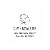 Pig Peeking out Farm Business Address 2 Gummistempel (Prägung)
