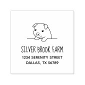 Pig Peeking out Farm Business Address Permastempel (Design)