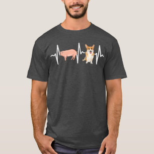 Pig Pembroke Welsh Corgi Heartbeat Dog Lover T-Shirt