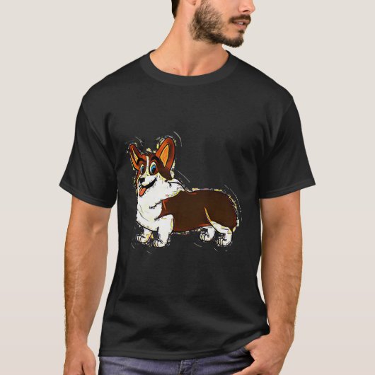 Pig Pen Corgi Cartoon T-Shirt (Vorderseite)
