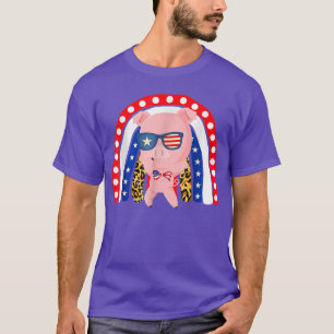 Pig Pet Dabbing 4. Juli American Flag Leopard T-Shirt