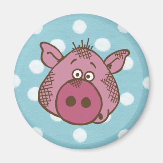 Pig Polka Dot Magnet (in blau und rosa) (Vorne)