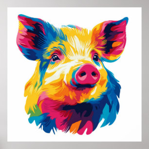 Pig Portrait Illustration Aquarellmalerei Poster
