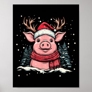 Pig Rentier Weihnachtsmannmütze Weihnachten Weihna Poster