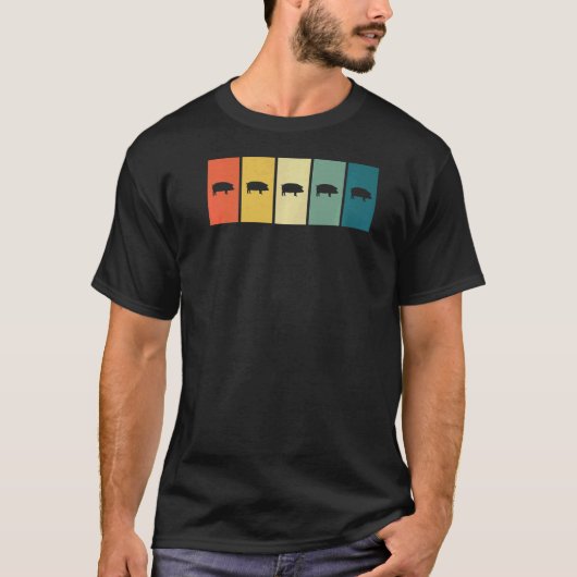 Pig Retro Sunset Farm Bauer T-Shirt (Vorderseite)