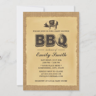 Pig Roast Baby Dusche GRILLEN Party Burlap Einladung