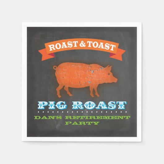 Pig Roast Chalkboard Cocktail Napkin Serviette (Vorderseite)