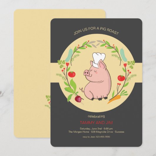 Pig Roast Einladung (Vorne/Hinten)
