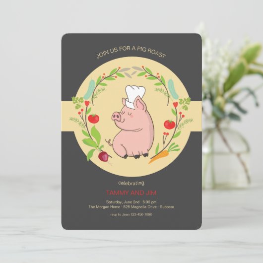 Pig Roast Einladung (Stehend Vorderseite)