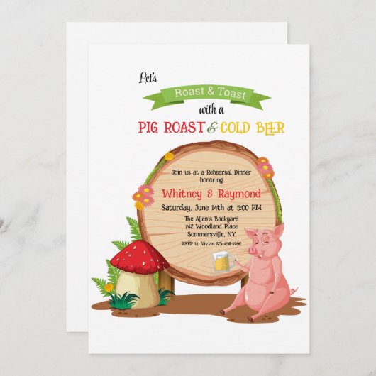 Pig Roast Einladung (Vorne/Hinten)