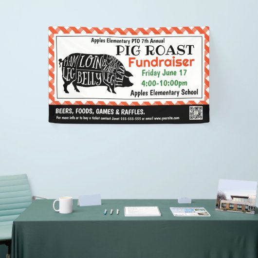 PIG ROAST Fundraiser PTO PTA Church Banner (Messeveranstaltung)