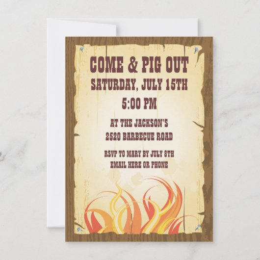 Pig Roast Party Einladung (Rückseite)