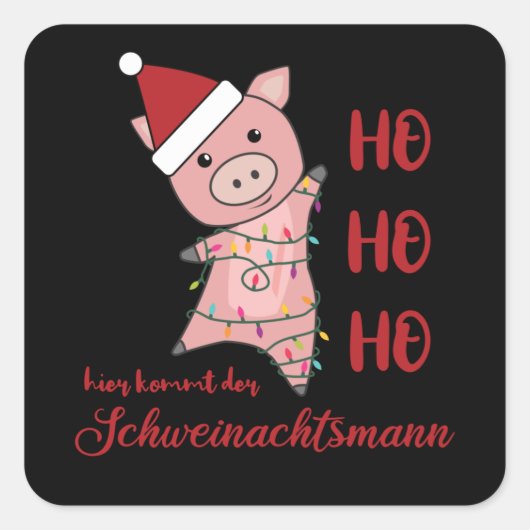 Pig Santa Pig Weihnachtsweih Quadratischer Aufkleber (Vorderseite)