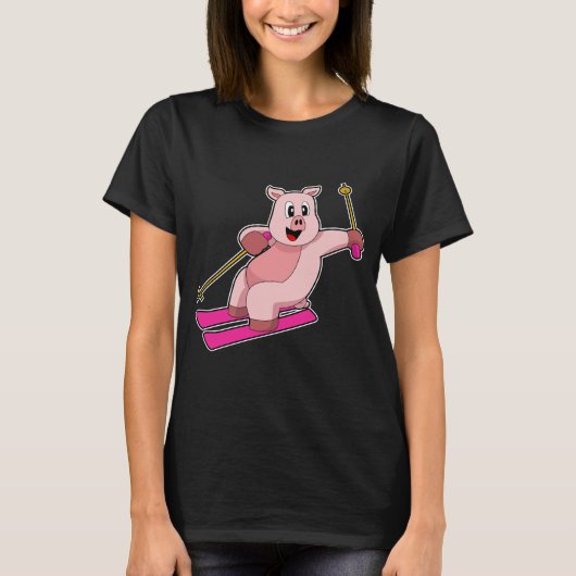 Pig Skier Ski T-Shirt (Vorderseite)