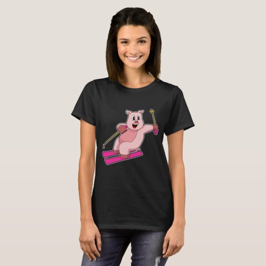 Pig Skier Ski T-Shirt (Vorne ganz)