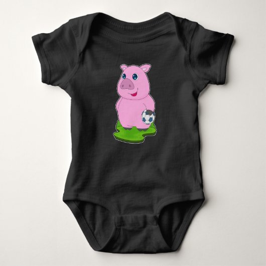 Pig Soccer Player Soccer Baby Strampler (Vorderseite)