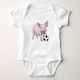 Pig Soccer Player Soccer Baby Strampler