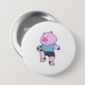 Pig Soccer Player Soccer Button (Vorne & Hinten)