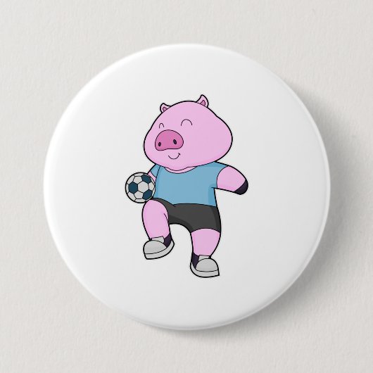 Pig Soccer Player Soccer Button (Vorderseite)