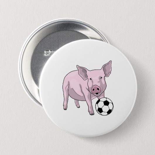Pig Soccer Player Soccer Button (Vorne & Hinten)
