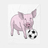 Pig Soccer Player Soccer Fleecedecke (Vorderseite)