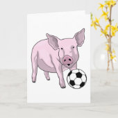 Pig Soccer Player Soccer Karte (Gelbe Blume)