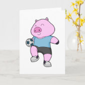Pig Soccer Player Soccer Karte (Gelbe Blume)