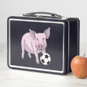 Pig Soccer Player Soccer Metall Brotdose (Beispiel)