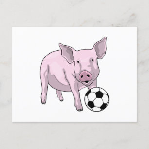 Pig Soccer Player Soccer Postkarte