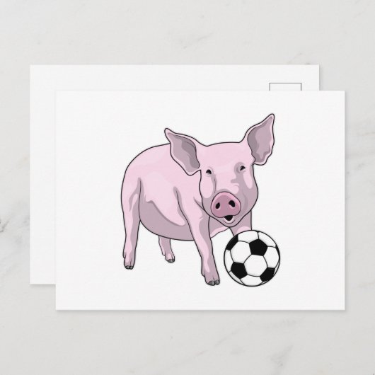 Pig Soccer Player Soccer Postkarte (Vorne/Hinten)